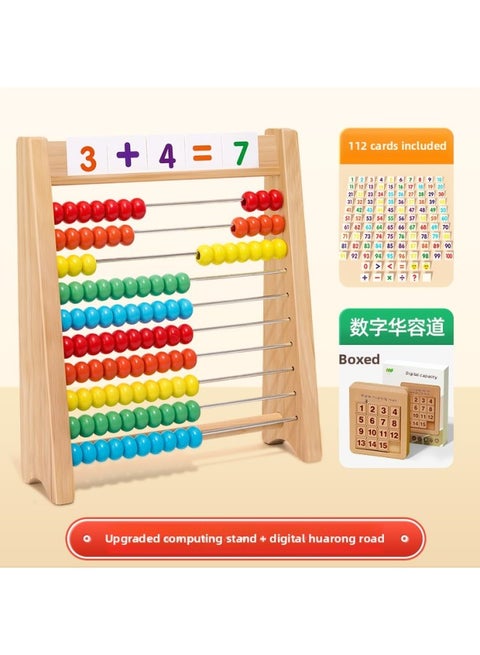 Children's Arithmetic Calculation Rack Addition And Subtraction Learning Mathematics Teaching Aids Arithmetic Beads Kindergarten Primary School First Grade-Color:E Card Style ❤ Computing Frame + Digital Huarong Road