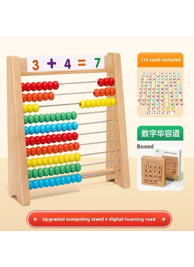 Generic - Children's Arithmetic Calculation Rack Addition And Subtraction Learning Mathematics Teaching Aids Arithmetic Beads Kindergarten Primary School First Grade-Color:E Card Style ❤ Computing Frame + Digital Huarong Road - Image 1