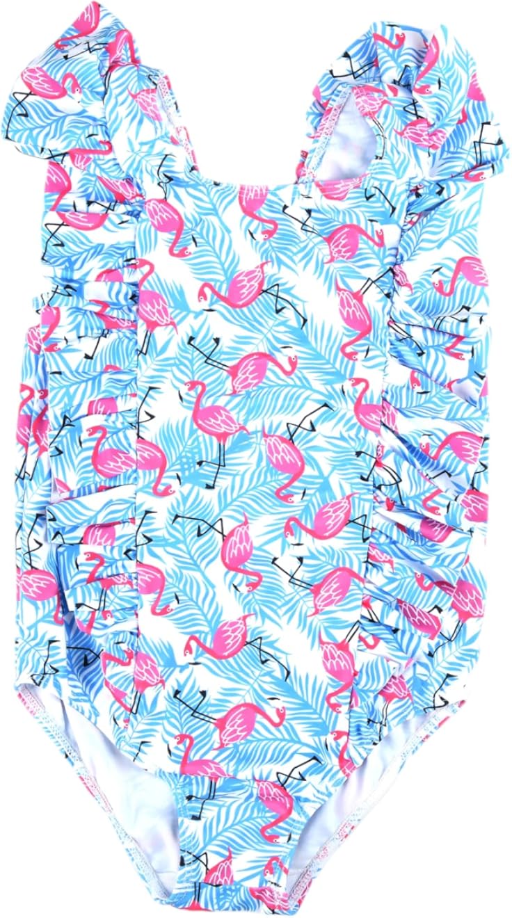 Mix&amp;Max Girls Sleeveless Swimsuit Printed Flamingo One Piece Swimsuit