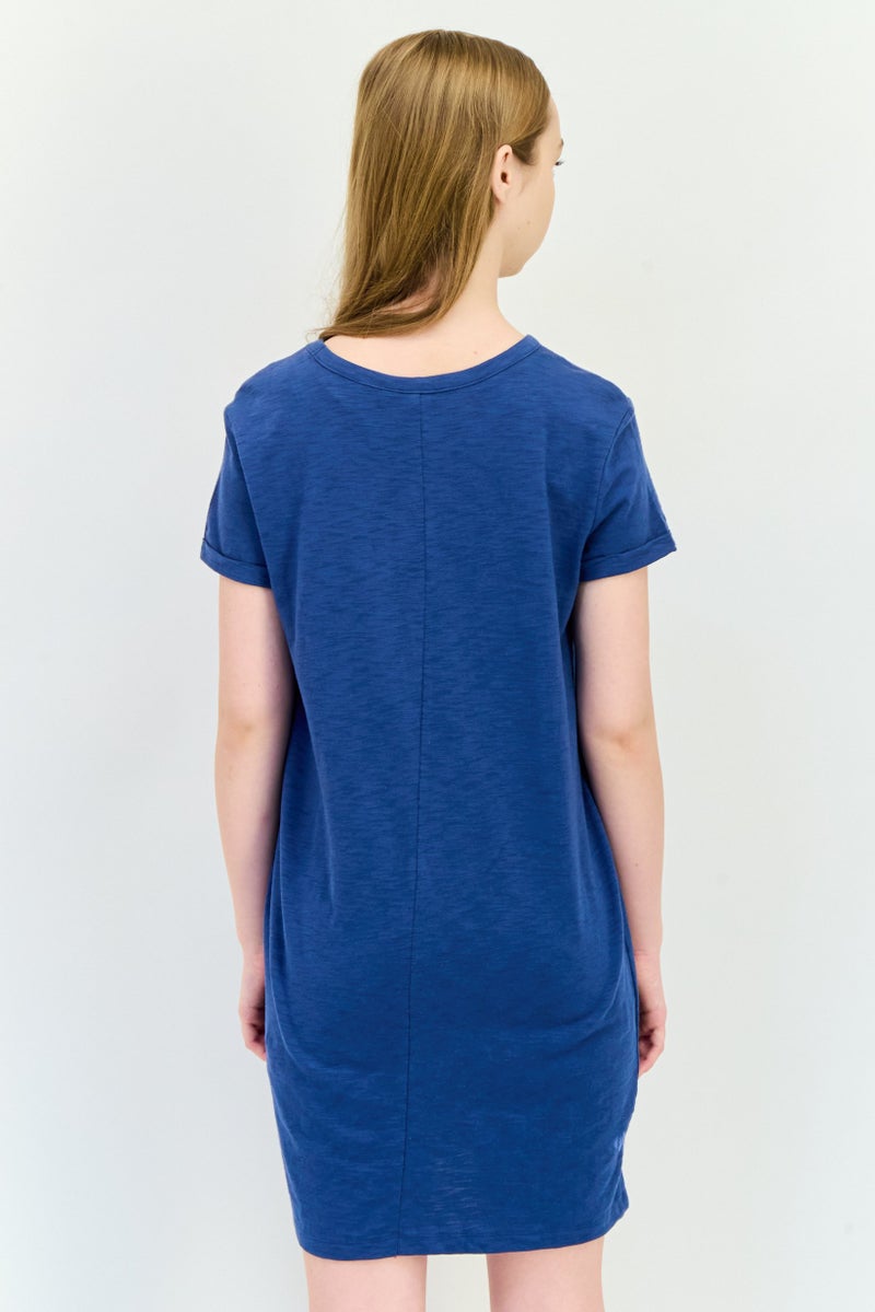 GAP Women Brand Logo Mini Dress, Blue - Image 3