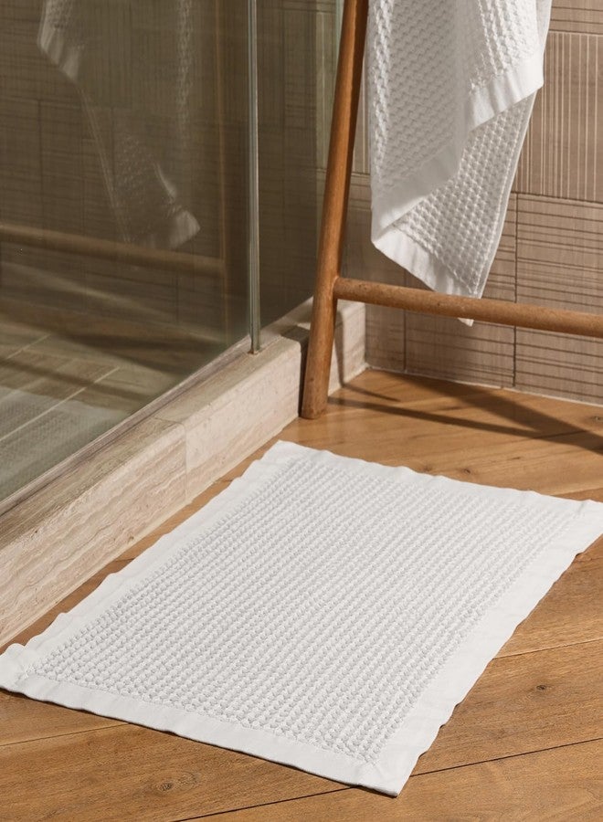 ONSEN Supima Cotton Waffle Bath Mat - Bathroom Rug, Washable Rug, Bathroom Floor Mat - Ultra-Absorbent, Quick-Dry, Soft & Durable Luxury Cotton - White, 20x30 in - Image 1