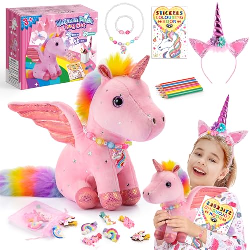 Toyze 21in1 Unicorn Gift Set for Girls Ages 38  Soft Plush Toy DressUp Accessories  Coloring Book Party Gifts for 4 5 6 7 Year Old Girls  Unicorn Toys - Image 1