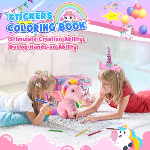 Toyze 21in1 Unicorn Gift Set for Girls Ages 38  Soft Plush Toy DressUp Accessories  Coloring Book Party Gifts for 4 5 6 7 Year Old Girls  Unicorn Toys - Image 5