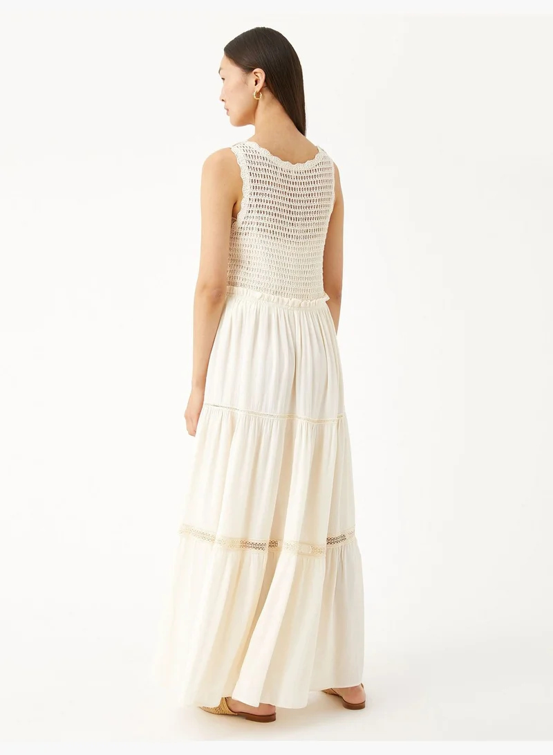كوتون Long Dress Crochet Detail