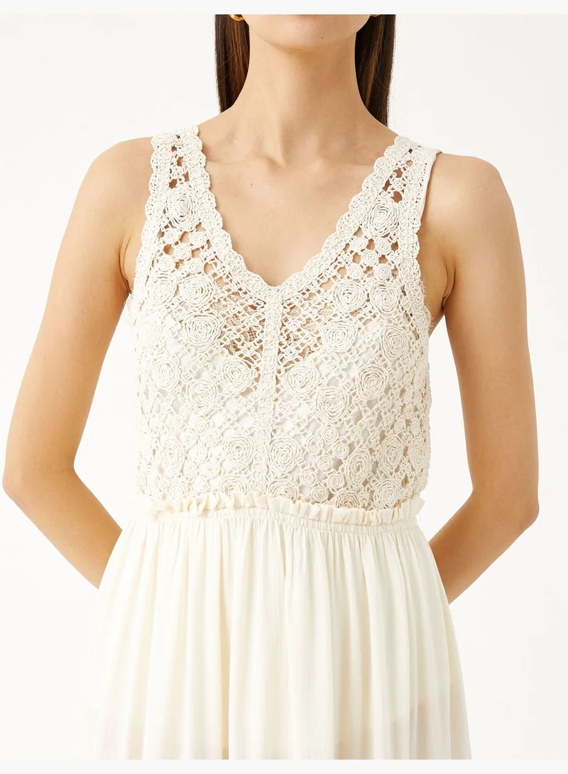 كوتون Long Dress Crochet Detail