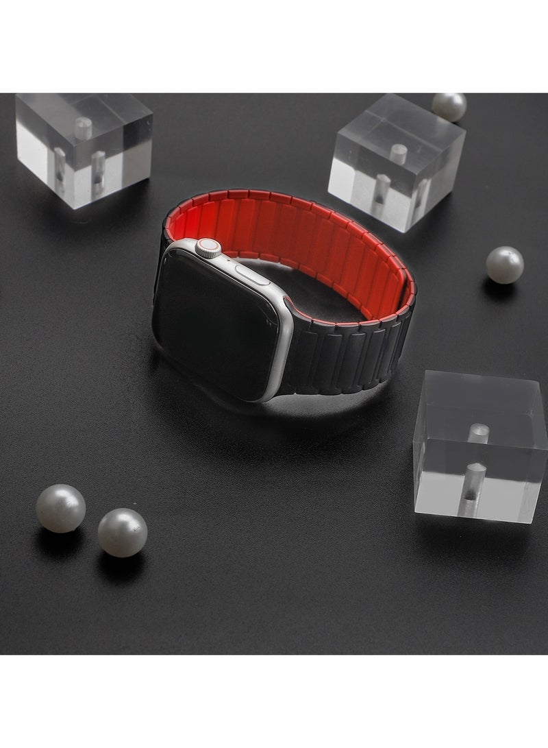 Magnetic Silicone Band for Apple Watch Ultra Ultra2/ 9 8 7 6 5 4 3 2 1 SE,Soft Silicone Waterproof Strap Wristbands Compatible with iWatch Apple Watch Series Ultra 49mm 45mm 44mm 42mm Women Men - Image 5