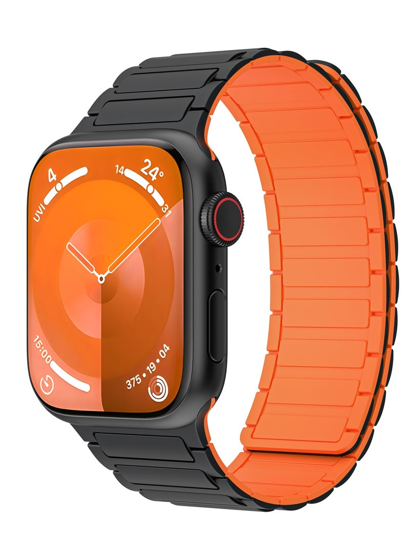 Magnetic Silicone Band for Apple Watch Ultra Ultra2/ 9 8 7 6 5 4 3 2 1 SE,Soft Silicone Waterproof Strap Wristbands Compatible with iWatch Apple Watch Series Ultra 49mm 45mm 44mm 42mm Women Men - Image 1