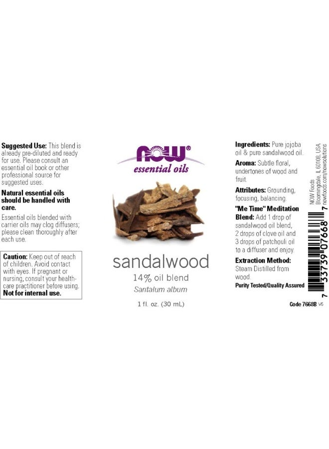 Now Foods - Pure & Natural 14% Essential Oil Blend Sandalwood 1 Fl. Oz. - Image 2