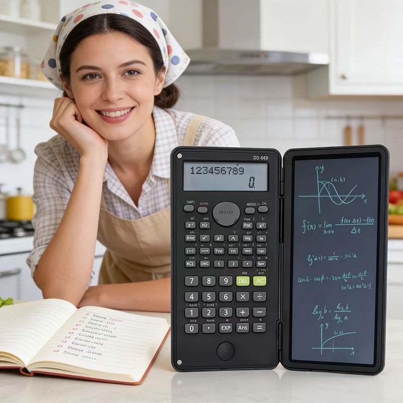 Blue Scientific Calculator with 12 Digit LCD Display Foldable Screen Stylus Handwriting Tablet - Image 5