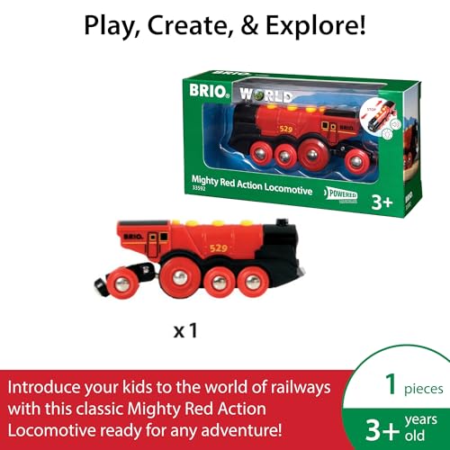BRIO World Mighty Red Action Locomotive - Battery-operated Toy Train for Wooden Track - Motorized Train with Light & Sound - Compatible with All BRIO Railway Sets - Interactive Play - Kids Ages 3 & Up - Image 5