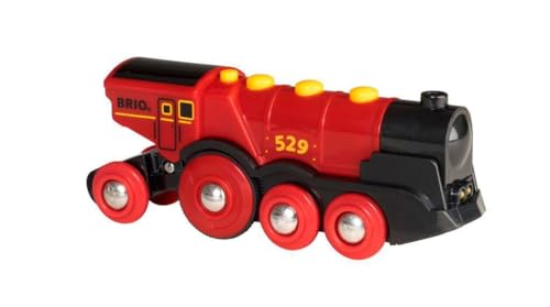 BRIO World Mighty Red Action Locomotive - Battery-operated Toy Train for Wooden Track - Motorized Train with Light & Sound - Compatible with All BRIO Railway Sets - Interactive Play - Kids Ages 3 & Up - Image 4
