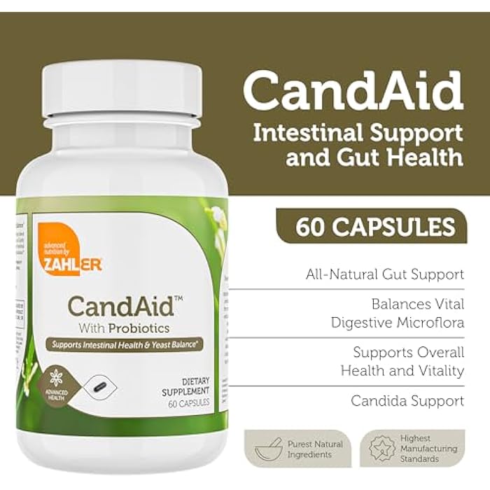 Zahler - CandAid Cleanse Digestive Health Supplement with Probiotics for Women & Men - Daily Adults, Men & Women Probiotic for Gut Health & Overgrowth - Kosher (60 Timed Release Capsules) - Image 2
