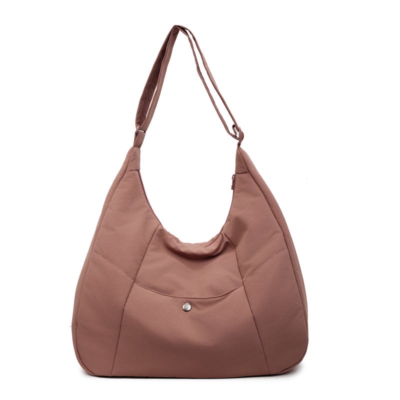 Women's Large Shoulder Bag, Cotton Fabric, Solid Color - Image 5