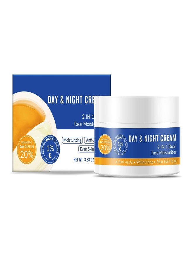 YAFUSIPE 20% Vitamin C Cream and 1% Retinol Cream for Face, 1.76OZ Day & 1.76OZ Night Facial Moisturizer Daily Face Moisturizer for Women Men, Hydrating for Anti-aging Wrinkle Even Skin Tone Tightening 3.53OZ - Image 1