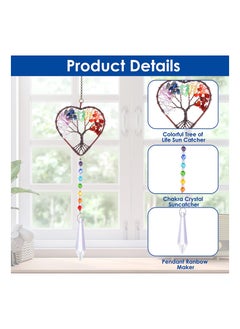 Excefore Heart Shaped Sun Catcher, Crystal Tree of Life Suncatchers Hanging Ornament Chakra Stones Window Crystal Ball Prism Pendant Garden Home Car Decor  - Image 5