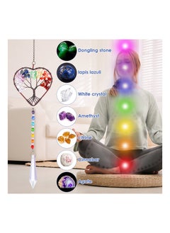 Excefore Heart Shaped Sun Catcher, Crystal Tree of Life Suncatchers Hanging Ornament Chakra Stones Window Crystal Ball Prism Pendant Garden Home Car Decor  - Image 2
