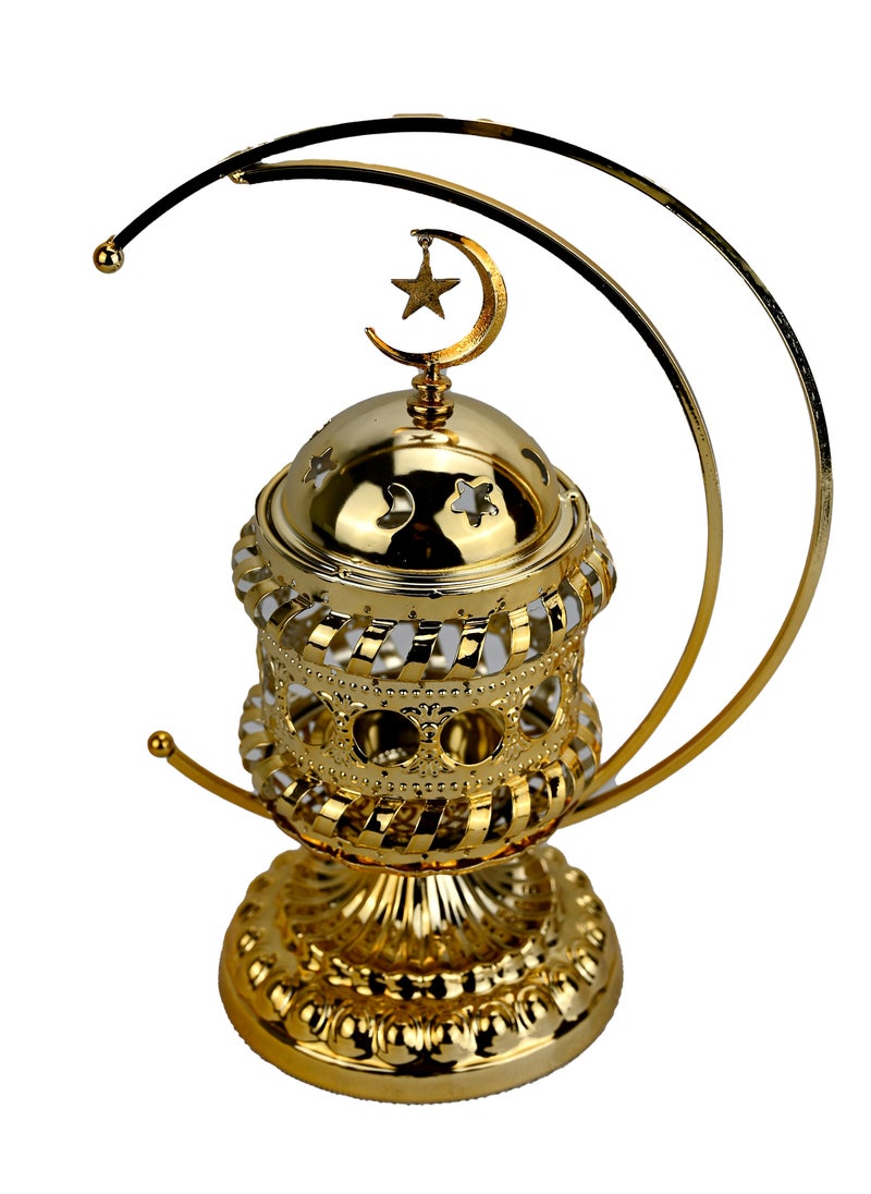 ماركة غير محددة - مبخرة على الطراز العربي ، مبخرة معدنية ، مبخرة بخور عربية إبداعية ، مبخرة عتيقة ، موقد فحم ، مبخرة عطرية عربية ، موزع زيتي لليوجا والاسترخاء ، هدية مكتب - Image 1