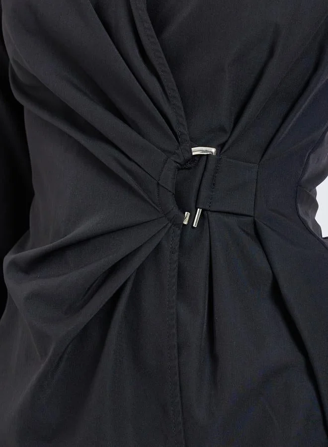 Styli Women Black Long Sleeve Wrap Shirt