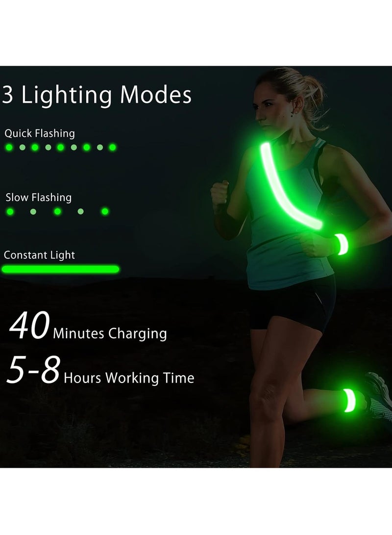 Meetion High Visibility USB-C Rechargeable LED Running Lights for Runners, 360 Reflective LED Light Up Running Vest Gear for Walking at Night (Green)  - Image 5