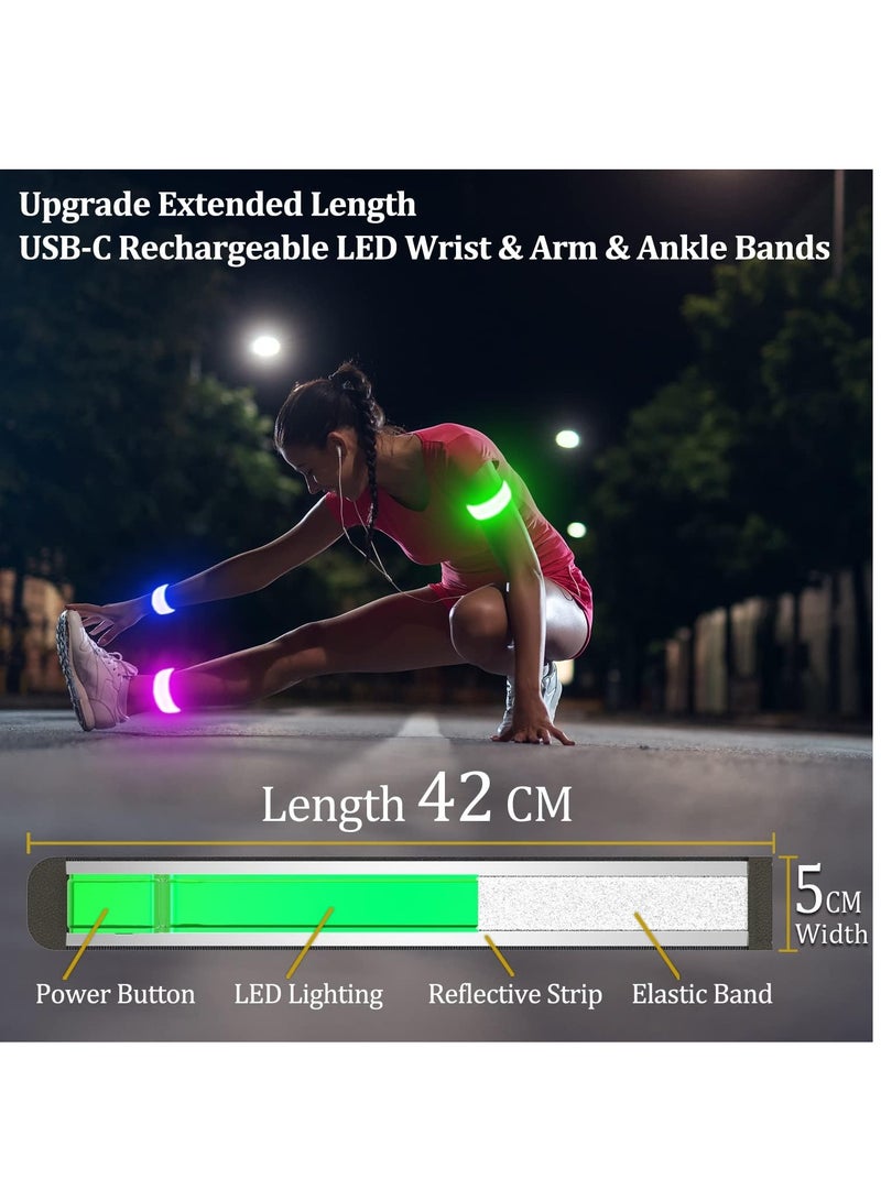 Meetion High Visibility USB-C Rechargeable LED Running Lights for Runners, 360 Reflective LED Light Up Running Vest Gear for Walking at Night (Green)  - Image 4