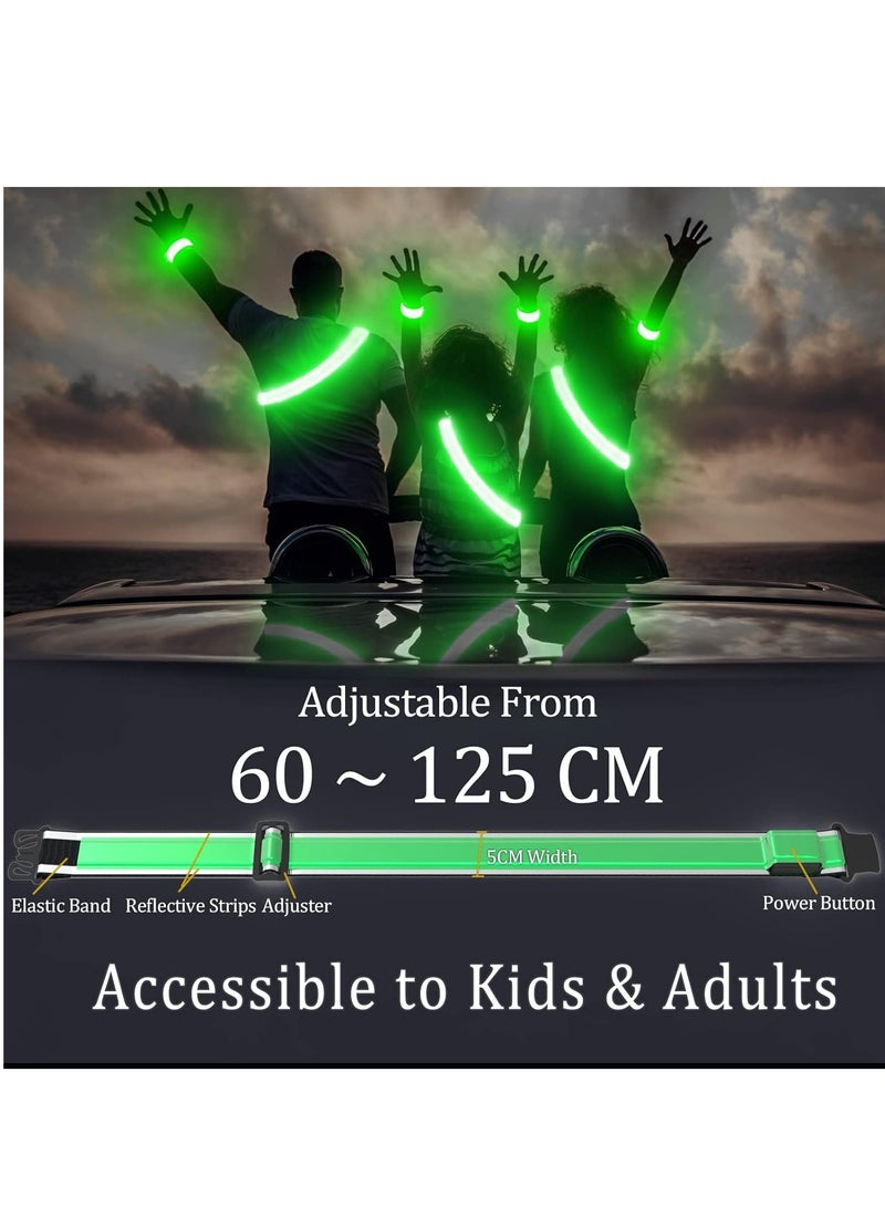 Meetion High Visibility USB-C Rechargeable LED Running Lights for Runners, 360 Reflective LED Light Up Running Vest Gear for Walking at Night (Green)  - Image 2