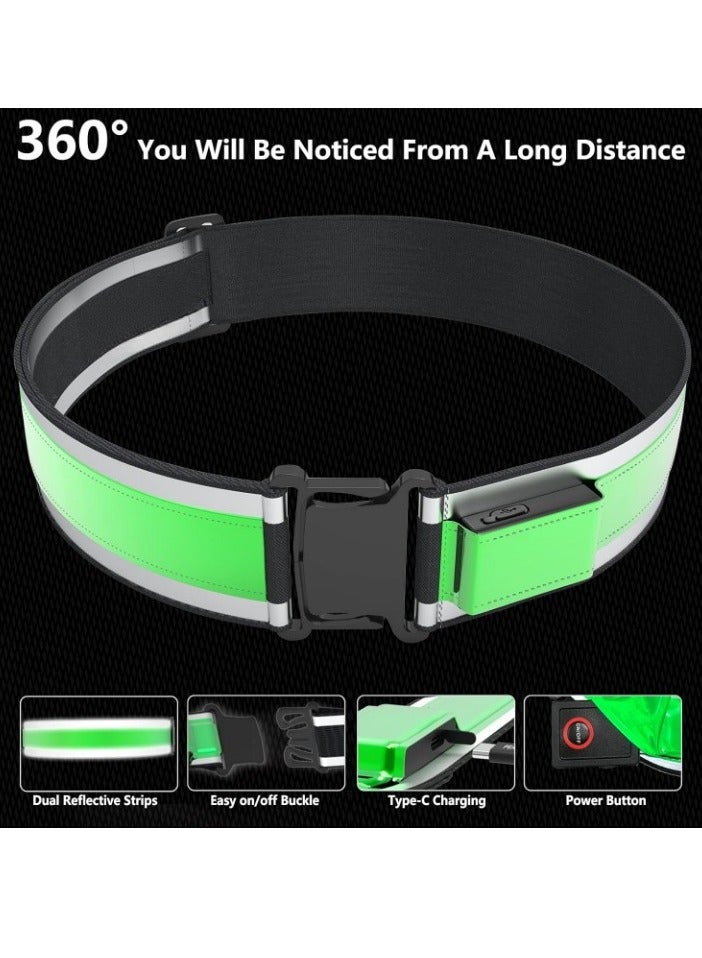 Meetion High Visibility USB-C Rechargeable LED Running Lights for Runners, 360 Reflective LED Light Up Running Vest Gear for Walking at Night (Green)  - Image 3