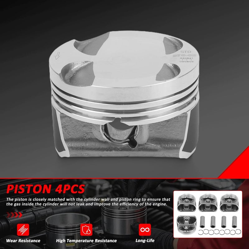 4Pcs Piston Assembly Compatible with BMW Mini R55 R60 R56 R57 R58 R61 1.6 Cooper One Replacement# 11257576975 11257589348 - Image 2