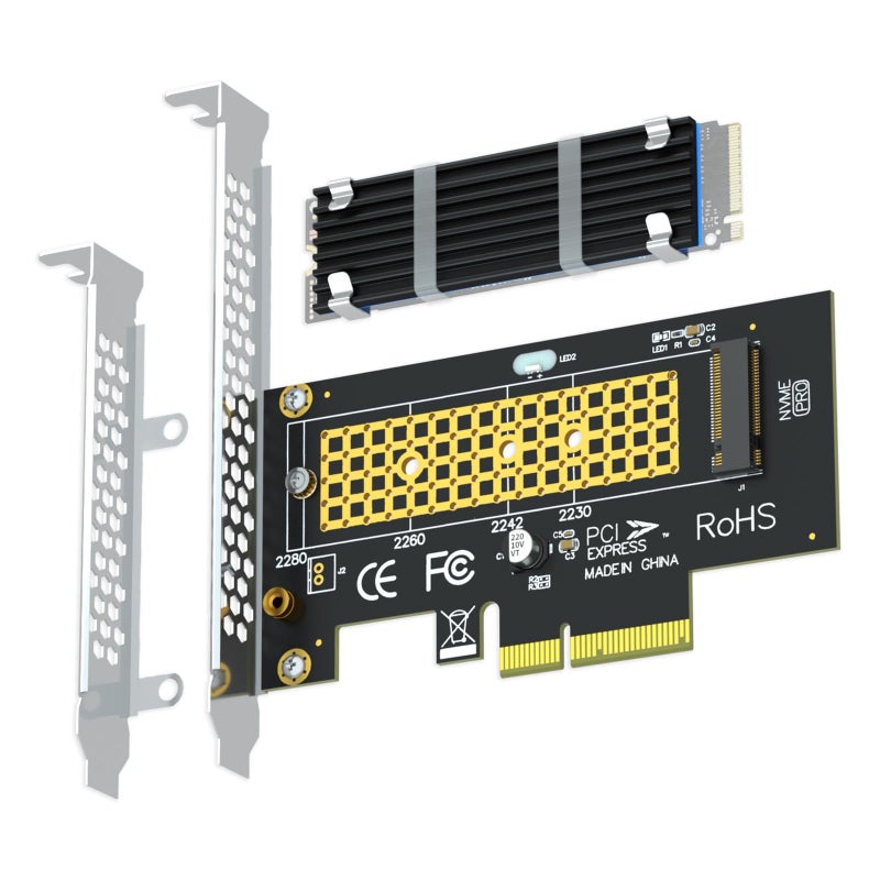 GLOTRENDS M2 NVMe to PCIe 40 X4 Adapter with Heatsink 22x70mm for NVMe SSD - Image 2