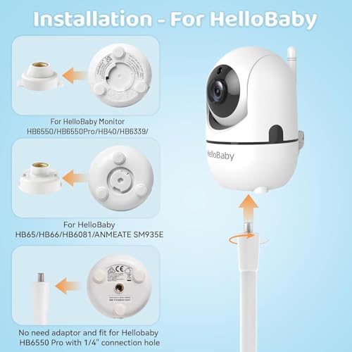 Haoyou Flexible Baby Monitor Mount Bracket for Hello Baby HB6550/Pro/Plus/HB65/HB66/HB6339/HB248 and ANMEATE SM935E, 17.15 Inch Twist Stand Suitable for Crib Rails Without Tools or Wall Damage - Image 4