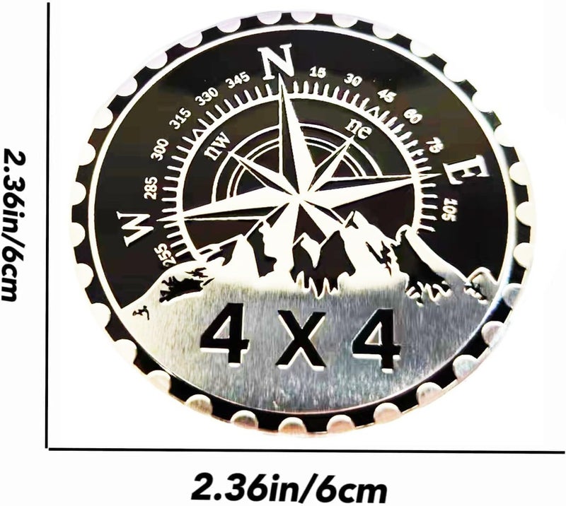 Thcbme 4 x 4 Metal Automotive Badge 3D Metal Car Emblems Emblems Round Emblem Decals Car Badge Decals Stickers Compatible with Vehicles Jeep Wrangler Vehicles Trucks SUV RV Decorations (W N E-Rated) - Image 4