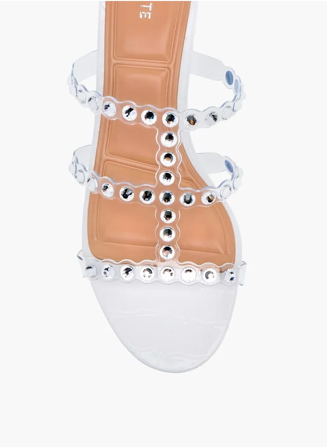 سيليست Womens Embellished Slip-On Sandals With Block Heels Ramadan Collection