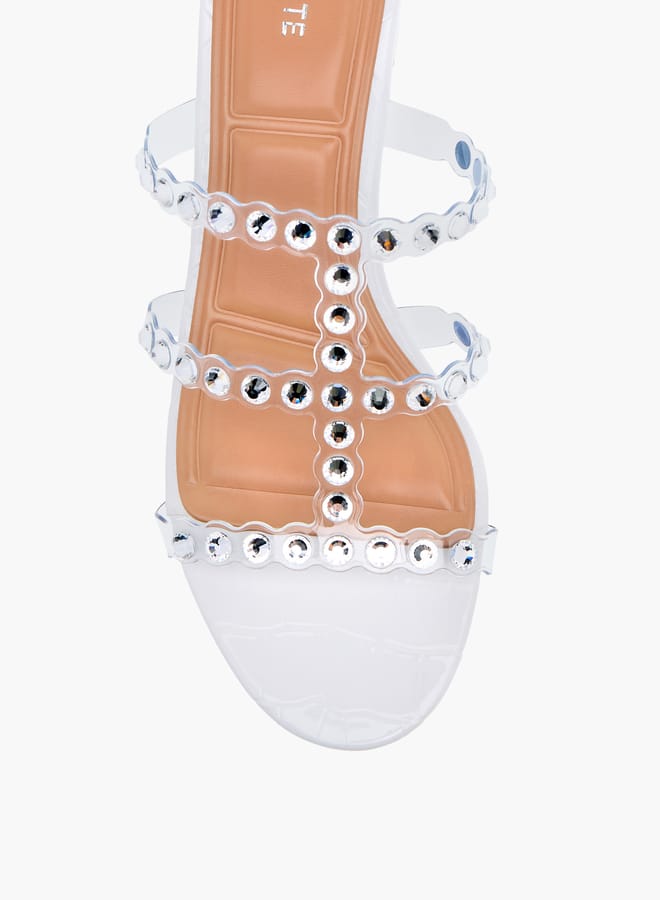 Celeste Womens Embellished Slip-On Sandals With Block Heels  - Image 4