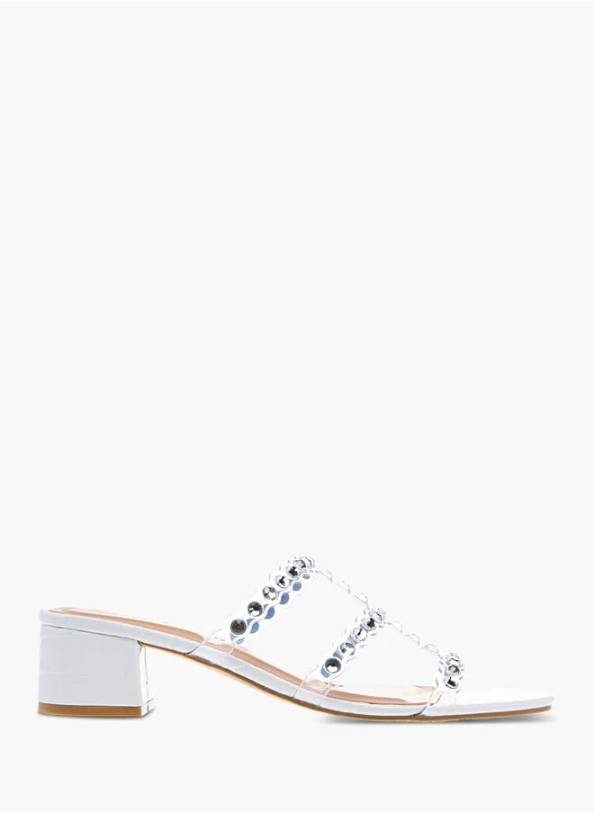 سيليست Womens Embellished Slip-On Sandals With Block Heels Ramadan Collection