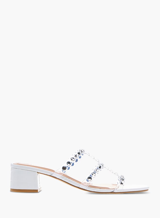 Celeste Womens Embellished Slip-On Sandals With Block Heels  - Image 3