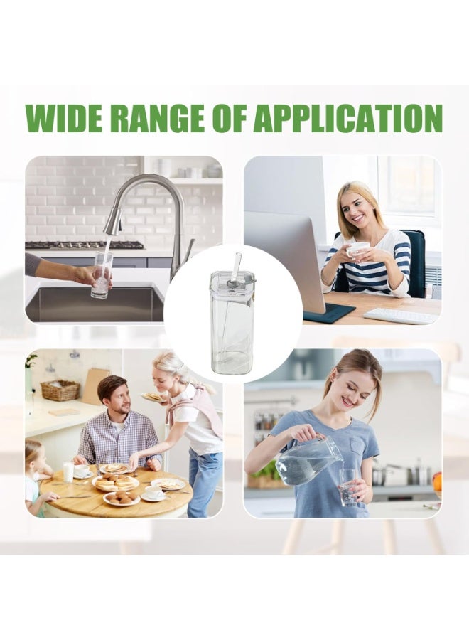 كيلا أكواب زجاجية مربعة مع أغطية وقشات، 4 قطع 400 مل 2 × 5 بوصة زجاجات مياه مقاومة للحرارة من الزجاج المربع للشرب للقهوة والعصير والمشروبات. - Image 4