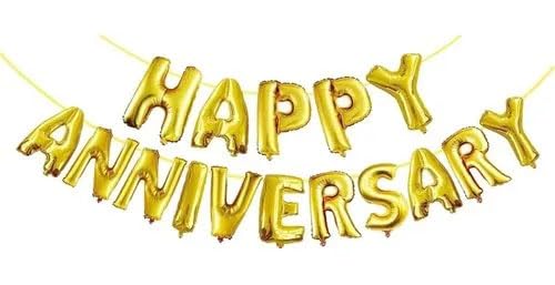 SOI Happy Anniversary Decoration Items Kit- 39Pcs | Gold Happy Anniversary Balloons | Decoration Items For Anniversary Party | Wedding Anniversary Decoration Items For Couple,Husband - Image 3