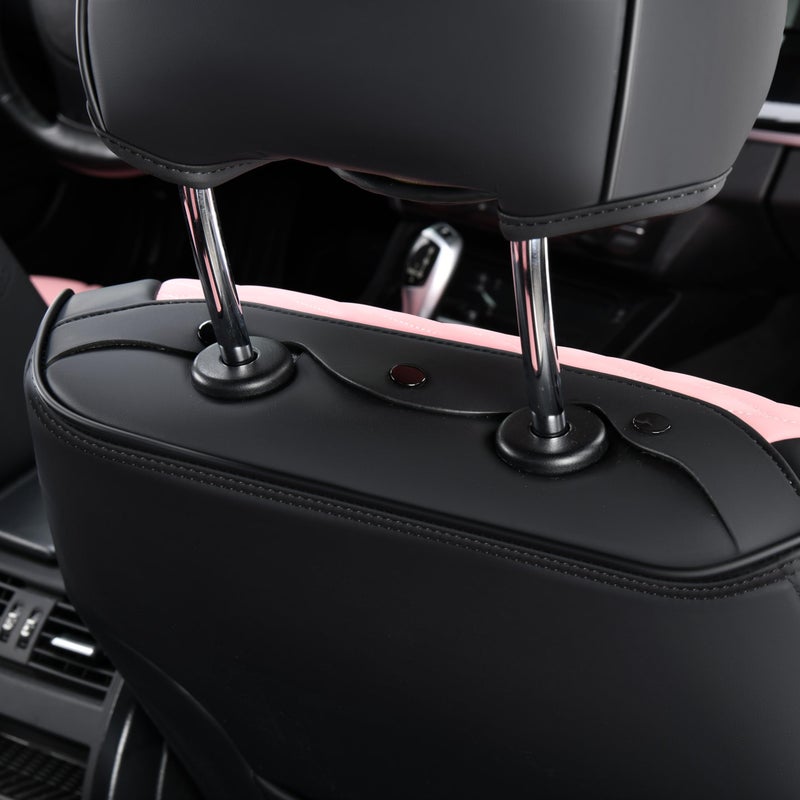 FLORICH Automotive Seat Covers for Cars Front Seats, Leather Car Seat Covers Waterproof Pink & Black Seat Covers 2 Pack, Universal Seat Protector for Most Cars Trucks SUV - Image 5