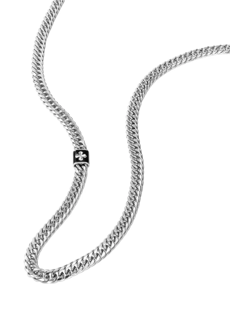 بوليس Gotika Silver Necklace with Black Enamel for Men