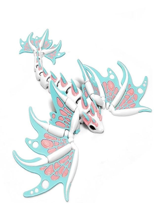 Kizcmvre 3D Printed Dragon with Wings - Articulated 7 Inch Flying 3D Printed Dragon Toy,3D Printed Animal Fidget Toy for Creative Desk Pet Decor Fun Gift. (Blue) - Image 1