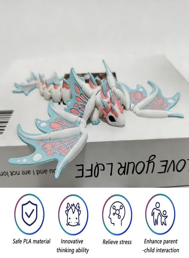 Kizcmvre 3D Printed Dragon with Wings - Articulated 7 Inch Flying 3D Printed Dragon Toy,3D Printed Animal Fidget Toy for Creative Desk Pet Decor Fun Gift. (Blue) - Image 3