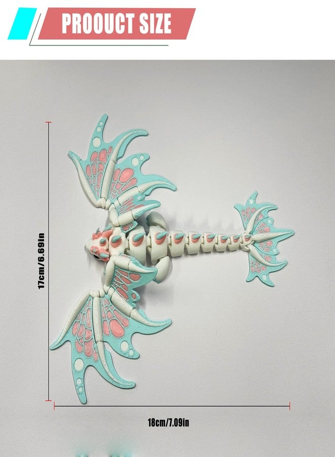 Kizcmvre 3D Printed Dragon with Wings - Articulated 7 Inch Flying 3D Printed Dragon Toy,3D Printed Animal Fidget Toy for Creative Desk Pet Decor Fun Gift. (Blue) - Image 2
