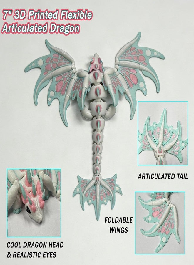Kizcmvre 3D Printed Dragon with Wings - Articulated 7 Inch Flying 3D Printed Dragon Toy,3D Printed Animal Fidget Toy for Creative Desk Pet Decor Fun Gift. (Blue) - Image 4