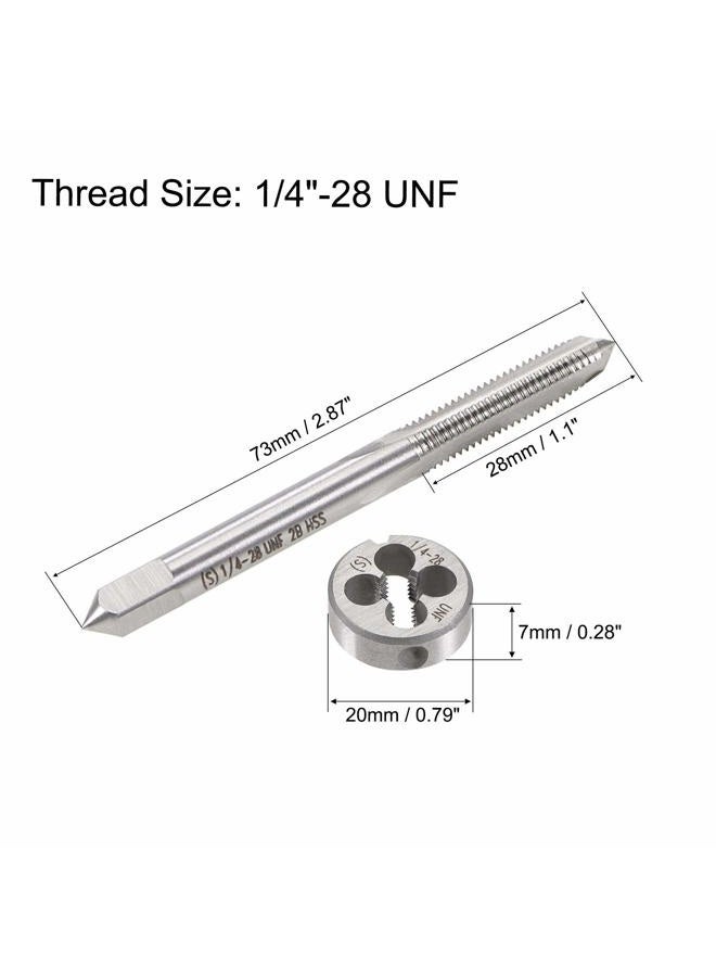 uxcell 1/4"-28 UNF Tap and Die Set, HSS Machine Thread Tap with Round Threading Die, Right Hand - Image 2