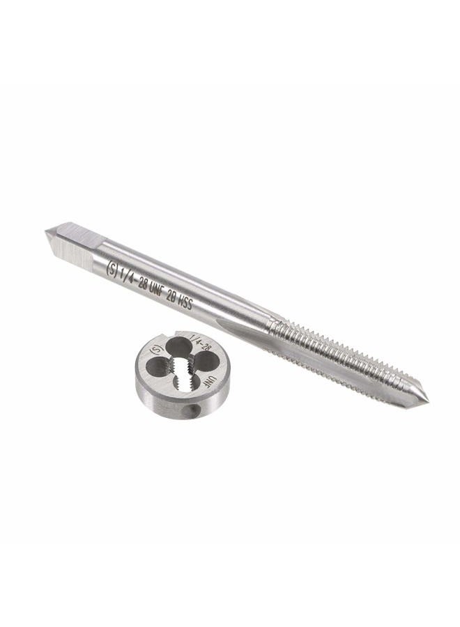 uxcell 1/4"-28 UNF Tap and Die Set, HSS Machine Thread Tap with Round Threading Die, Right Hand - Image 1