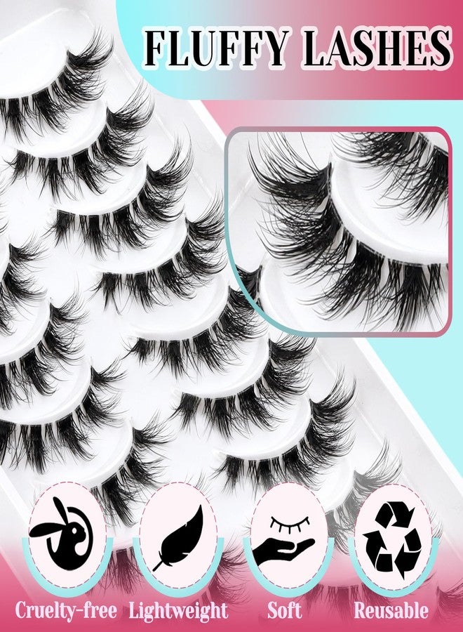 Losha Lashes Wispy Cat Eye Lashes 10 Pairs Natural False Eyelashes with Clear Band 7-14mm Faux Mink Lashes C Curl Lash Strips with Multi-layered Design (FT02) - Image 5