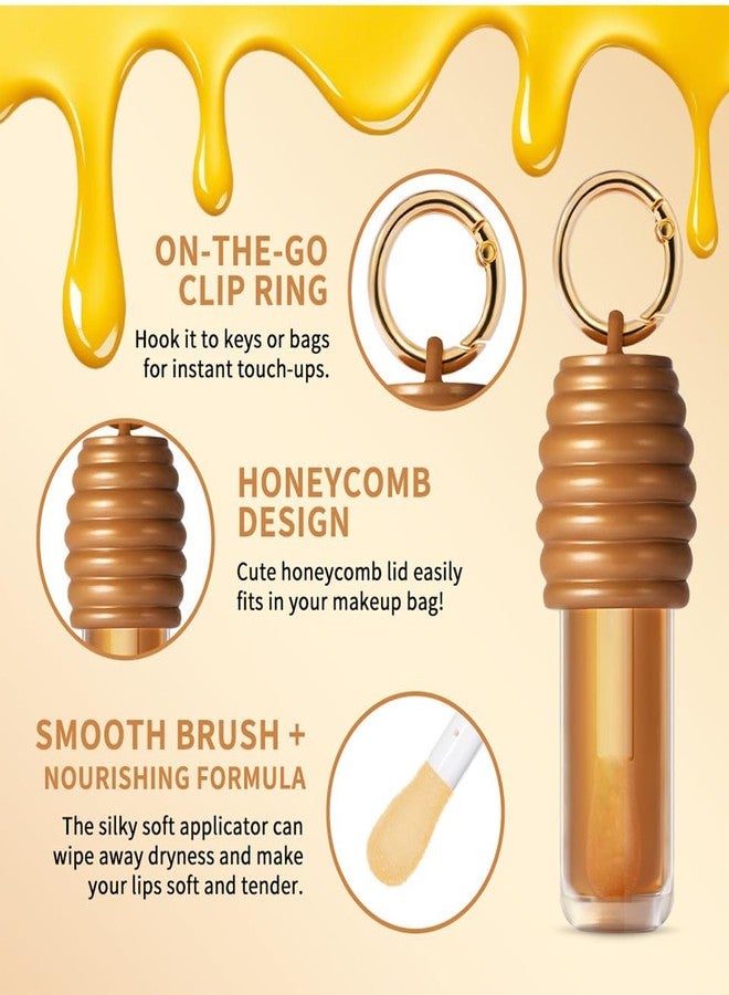 URQT Moisturizing Liphoney Gloss, Clear Honey Lip Oil Gloss with Chubby Tip Applicator, Hydrating Non-Sticky Shine, Nourishing Lip Plumper Balm for Soft Smooth Lips - Image 2