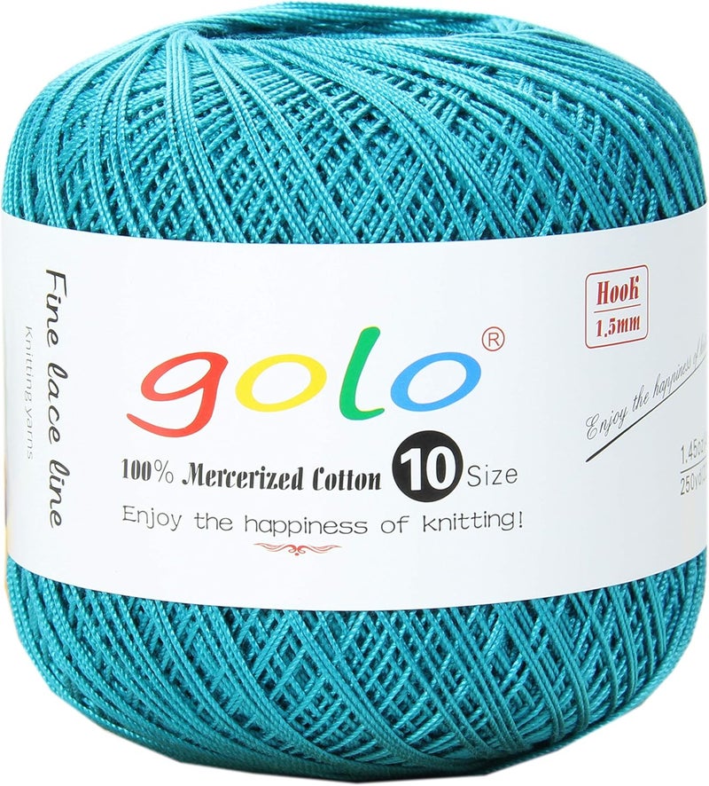 Golo Crochet Thread Size 10 for Beginners Crochet Yarn for Hand Knitting Waterbird Blue 612 - Image 1
