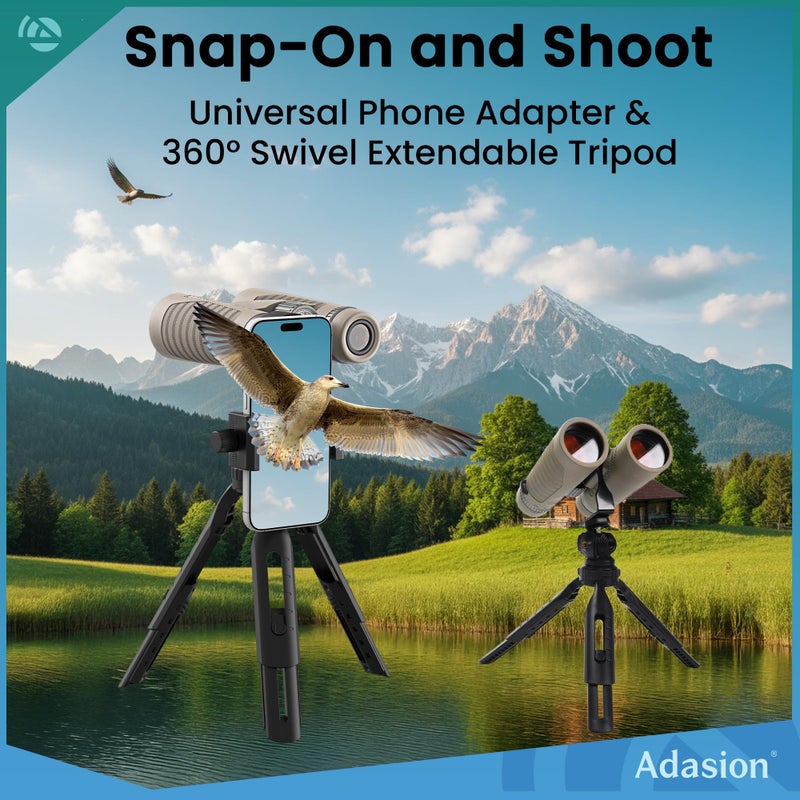 Adasion 8x42 HD Binoculars for Adults High Powered with Phone Adapter and Tripod, Super Bright BAK4 Prism Waterproof Binoculars for Bird Watching Hunting Hiking Safari Travel Sports - Image 4
