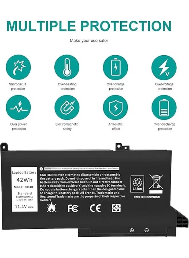 42WH DJ1J0 PGFX4 Laptop Battery for Dell Latitude 7280 7290 7380 7390 7480 7490 Lithium-Ion Battery 451-BBZL PGFX4 ONFOH DJ1JO Battery 6 Cells - Image 3