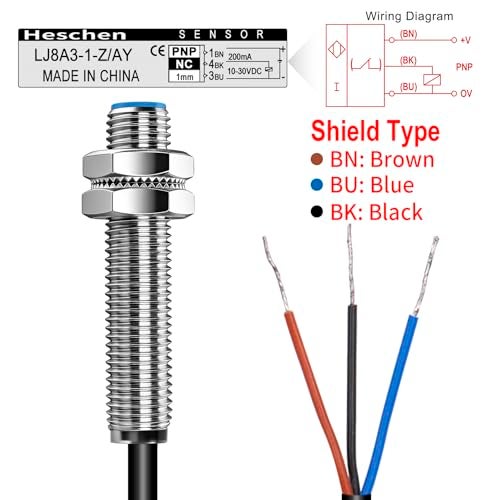 Heschen M8 Inductive Proximity Sensor Switch Shield Type LJ8A3-1-Z/AY Detector 1mm 10-30VDC 200mA PNP Normally Closed(NC) 3 Wire - Image 3